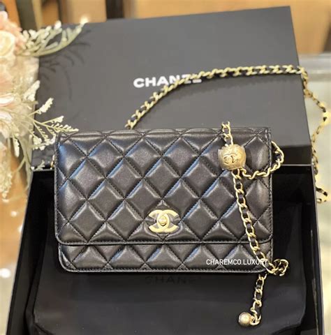 chanel wallet with pearl chain|Chanel crossbody wallet on chain.